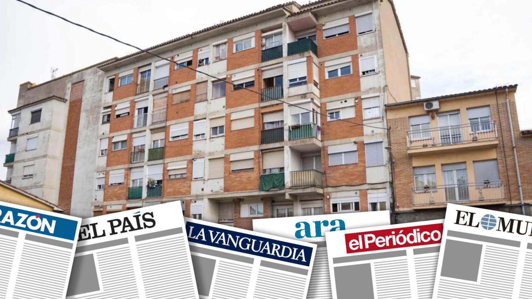 Fotomontaje con el edificio afectado por el incendio en Manlleu