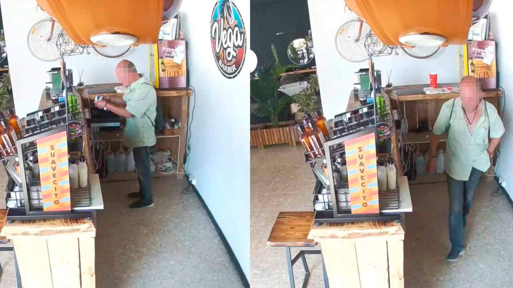 El ladrón multirreincidente durante el robo a una barbería de Montcada