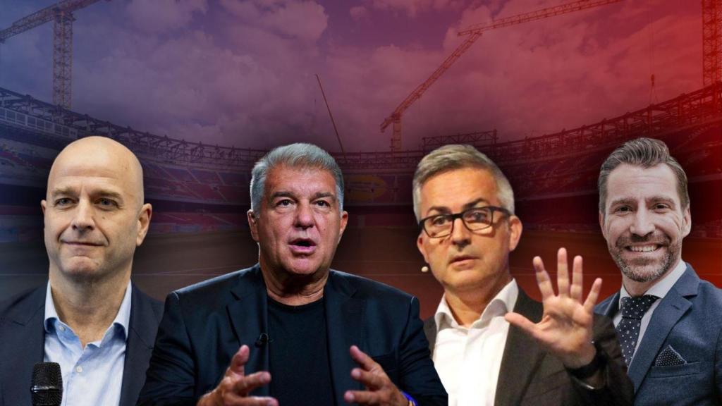 Xavi Vilajoana, Joan Laporta, Víctor Font y Marc Ciria, en un fotomontaje