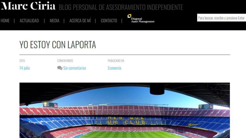Artículo de Marc Ciria sobre Laporta escrito en 2015