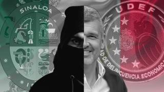 Montaje que combina imágenes relacionadas con el cártel de Sinalona y el jefe de la UDEF