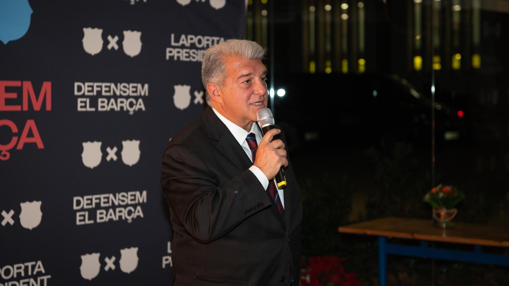 Joan Laporta, durante un acto de precampaña electoral en Mataró