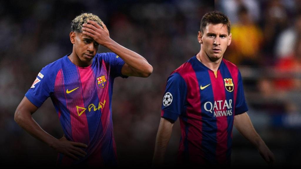 Lamine Yamal y Leo Messi en un montaje