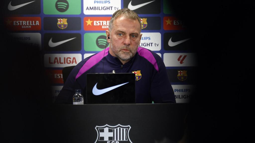 Hansi Flick en la rueda de prensa previa al Barça-Levante