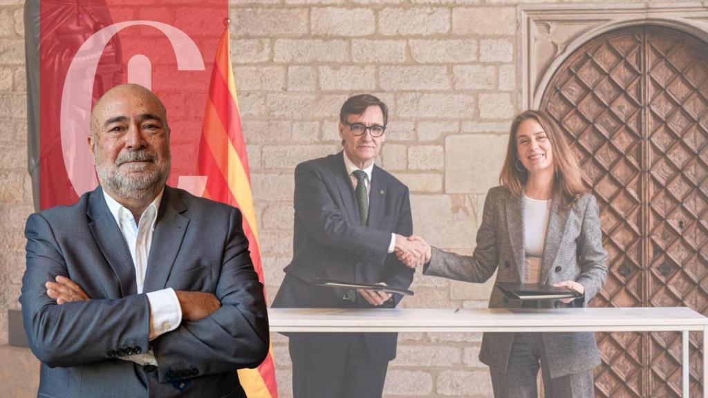 El presidente de la Generalitat, Salvador Illa, y la líder de Comuns en el Parlament, Jéssica Albiach, firman el acuerdo para los Presupuestos (archivo)