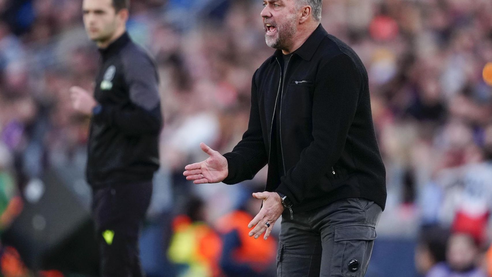 Hansi Flick durante el Barça-Levante