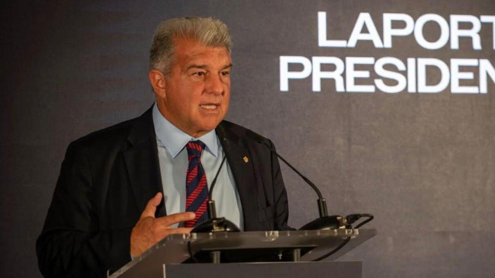Joan Laporta, durante un acto en precampaña electoral