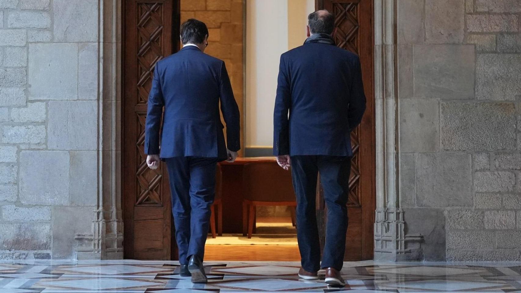 El presidente de la Generalitat, Salvador Illa, se reúne con el presidente de ERC, Oriol Junqueras, a 9 de enero de 2026, en Barcelona