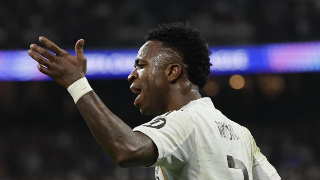 Vinicius Jr celebra su gol en el Real Madrid-Benfica
