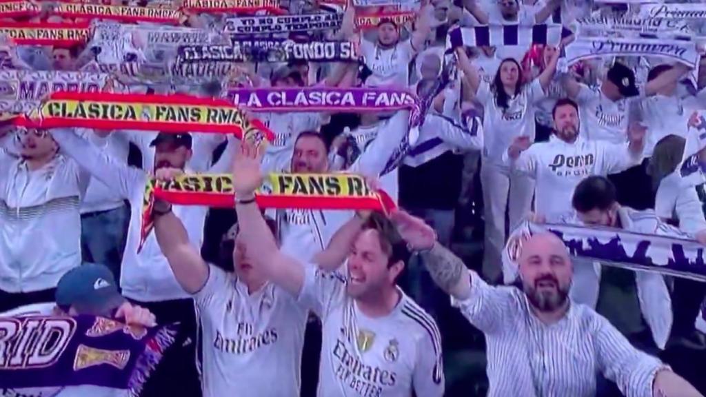 La televisión capta a un aficionado del Real Madrid haciendo el saludo nazi