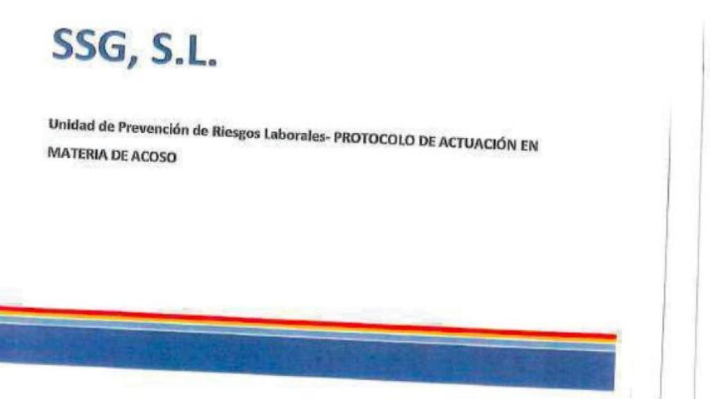 Portada del protocolo remitido a los trabajadores de SSG solicitantes