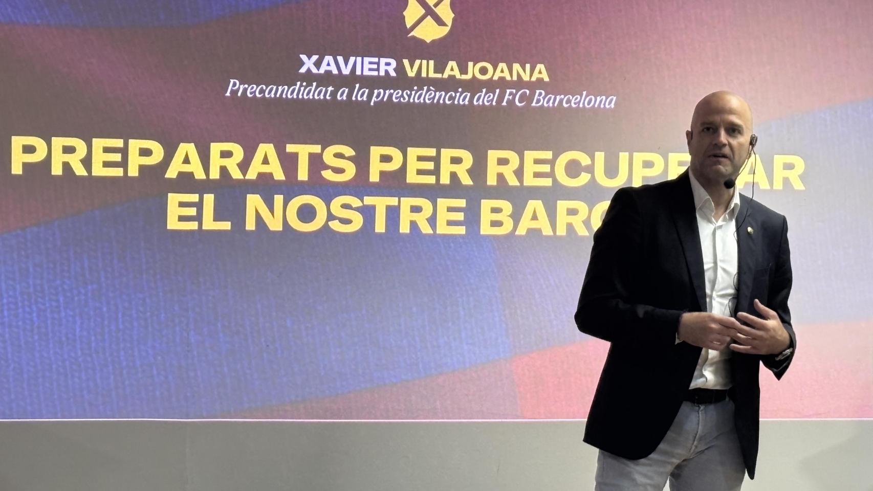 Xavi Vilajoana, durante un acto de precandidatura en La Pava, entre Gavà y Castelldefels