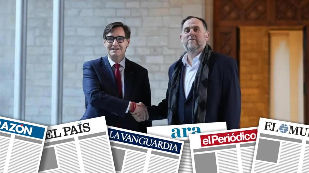 Montaje de primeras planas con Salvador Illa y Oriol Junqueras