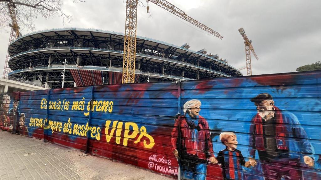 La precandidatura de Marc Ciria pinta un grafiti en las obras del Spotify Camp Nou