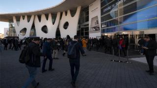 Ambiente en los accesos al MWC en una imagen de archivo