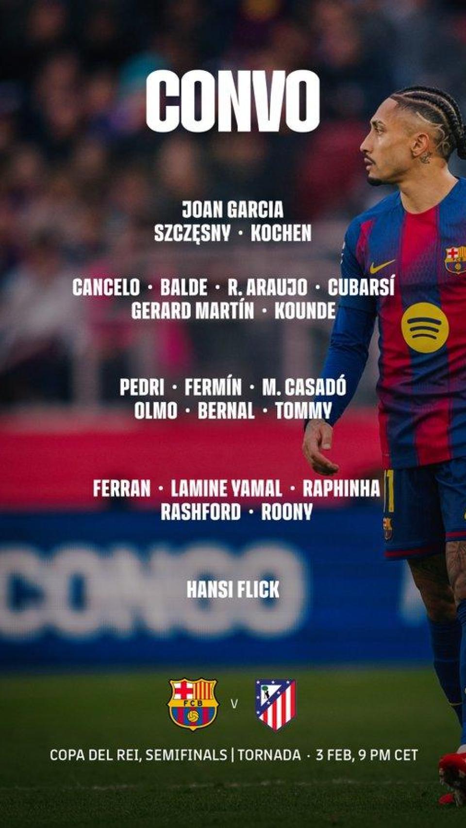 Hansi Flick dóna la convocatòria del Barça-Atlético