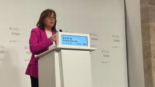 La portavoz y 'consellera' de Territorio, Vivienda y Transición Ecológica, Sílvia Paneque, durante la rueda de prensa posterior al Consell Executiu