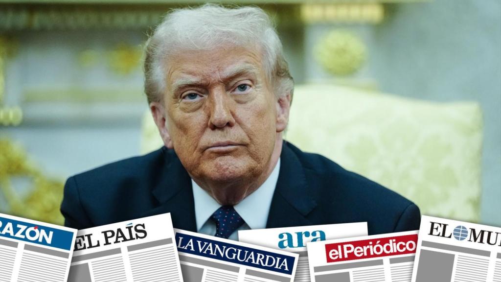 Montaje de primeras planas con Donald Trump, presidente de Estados Unidos