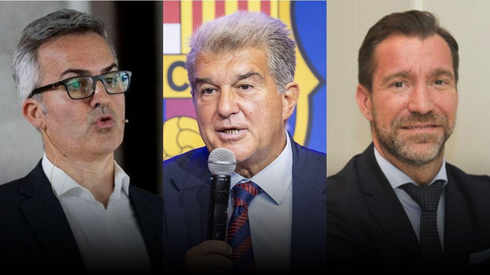 Víctor Font, Joan Laporta y Marc Ciria en un montaje