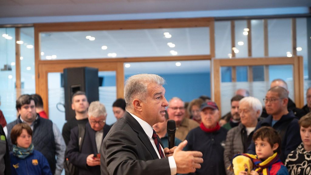 Joan Laporta, en un acto de precampaña de 'Defensem el Barça'