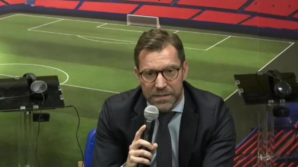 Marc Ciria, candidato a presidente del Barça, en un acto público