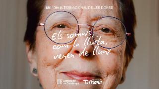 Mercè Otero, referente histórica del feminismo catalán, imagen de la campaña del 8-M de 2026 de la Generalitat