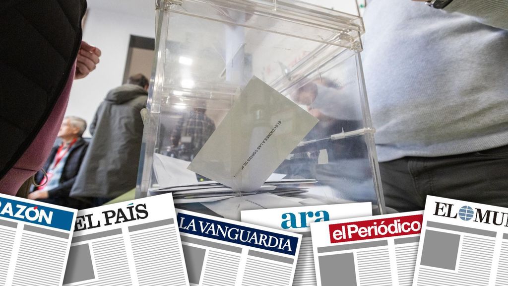 Montaje de primeras planas con una urna