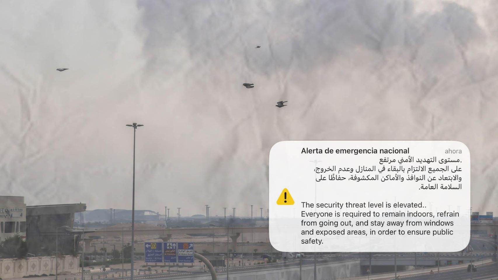 Las defensas aéreas qataríes interceptan misiles iraníes sobre Doha, el pasado 2 de marzo. Foto de Yousef Mohammad