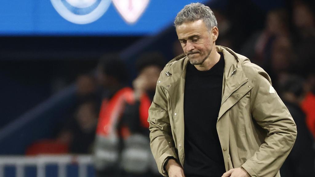 Luis Enrique, decepcionado durante el PSG-Mónaco de la Ligue 1