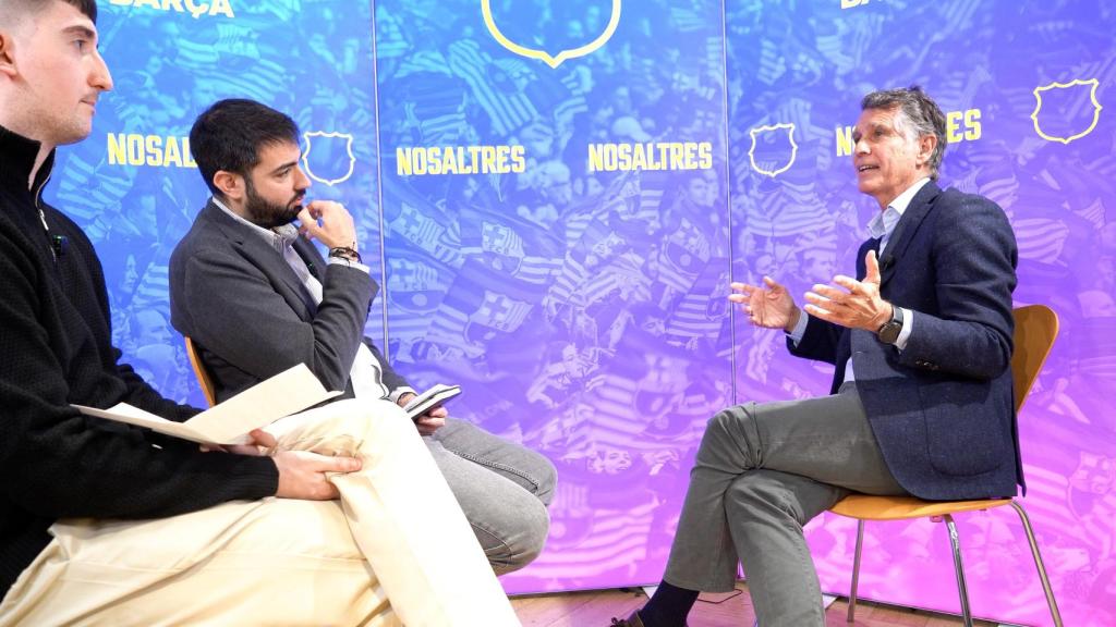 Jaume Guardiola, en la entrevista con Culemanía, junto a Víctor Malo, director, y Artur López, redactor