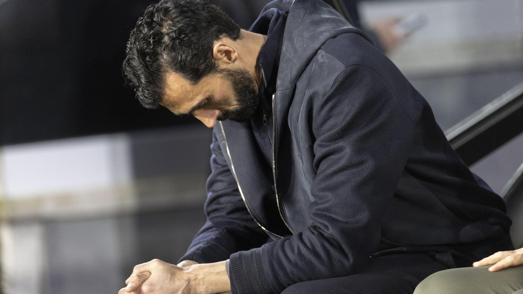 Álvaro Arbeloa, cabizbajo en el Celta-Real Madrid