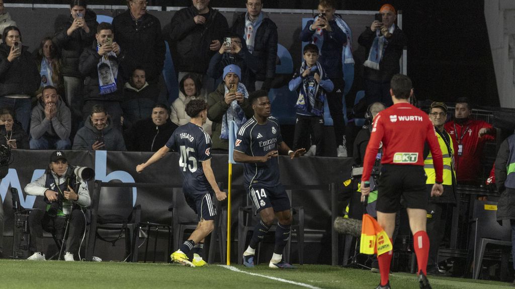 Aurelién Tchouaméni celebra el seu gol al Celta-Reial Madrid