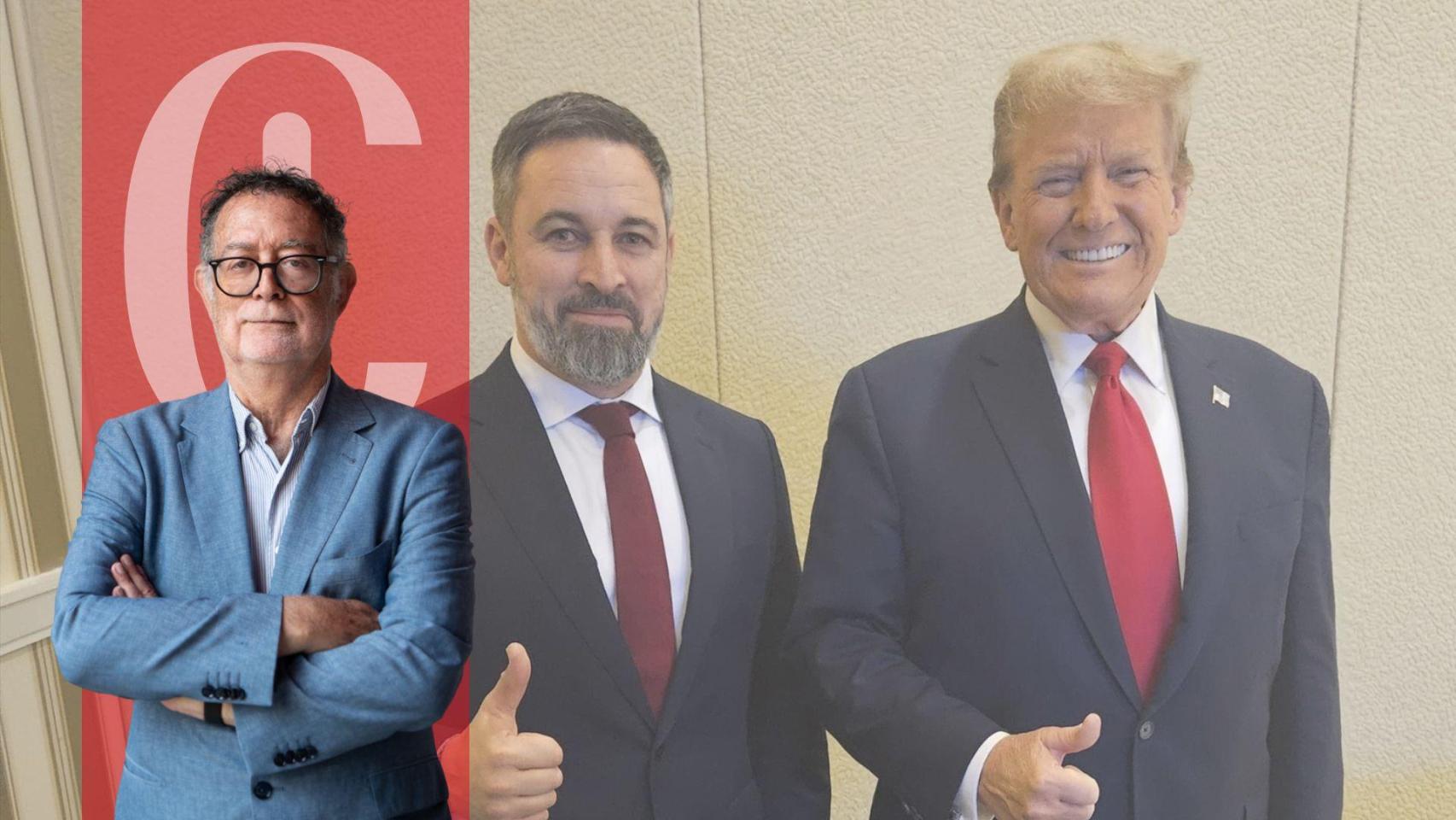 Fotomontaje con el encuentro de Donald Trump y el líder de Vox, Santiago Abascal, en CPAC 2024 (ARCHIVO)