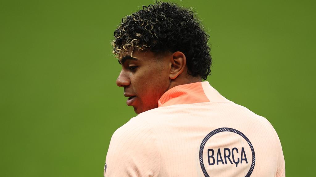 Lamine Yamal, en el entrenamiento previo al Newcastle-Barça de la Champions League
