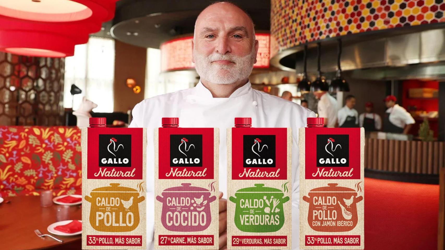 Un montaje de José Andrés con caldos de Gallo