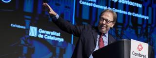 El presidente de la Cámara de Barcelona, Josep Santacreu, interviene durante la presentación de la Memòria Econòmica de Cataluña