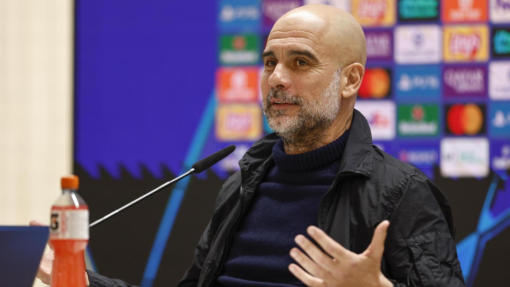 Pep Guardiola en la rueda de prensa previa al Real Madrid-Manchester City