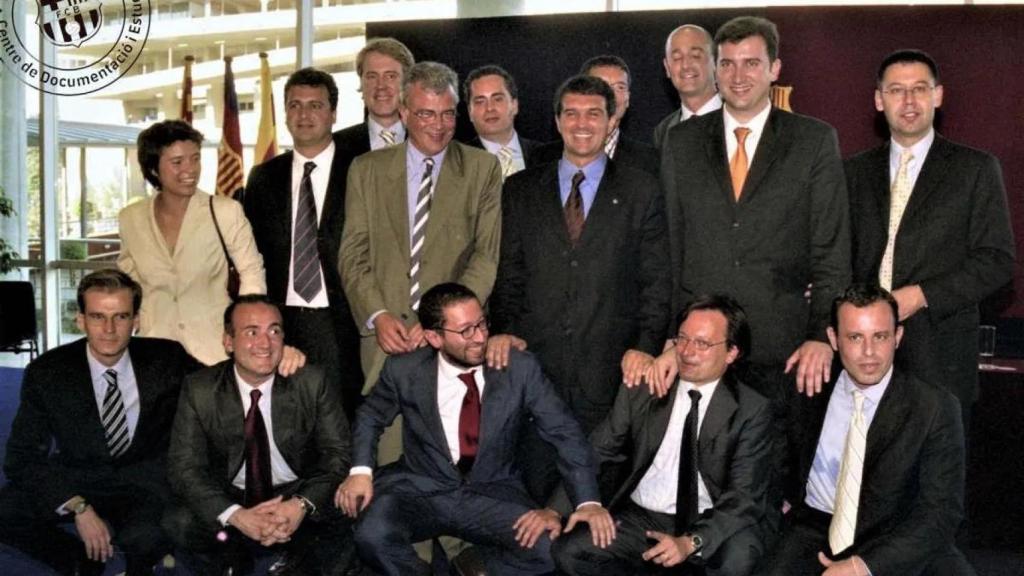 L'equip directiu que va guanyar les eleccions del Barça el 2003, amb Laporta, Sandro i Bartomeu
