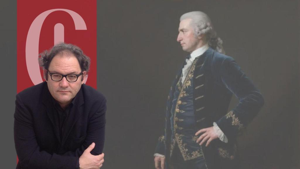 Carlos Mármol y una imagen del filósofo Condorcet
