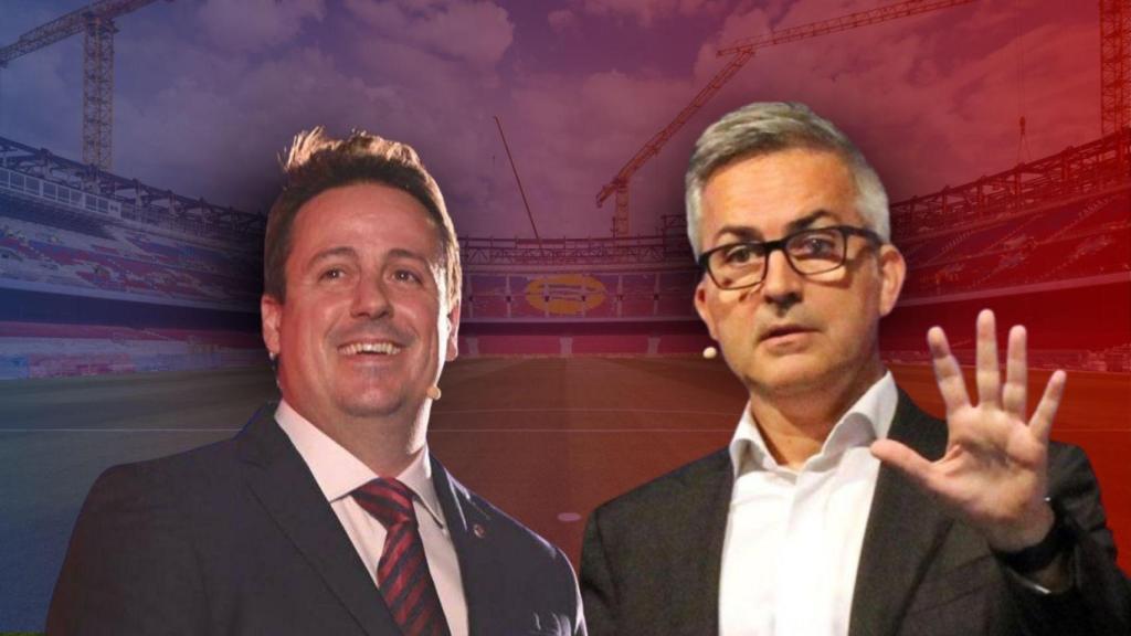 Joan Camprubí y Víctor Font, en un fotomontaje con el Spotify Camp Nou de fondo (2).jpg
