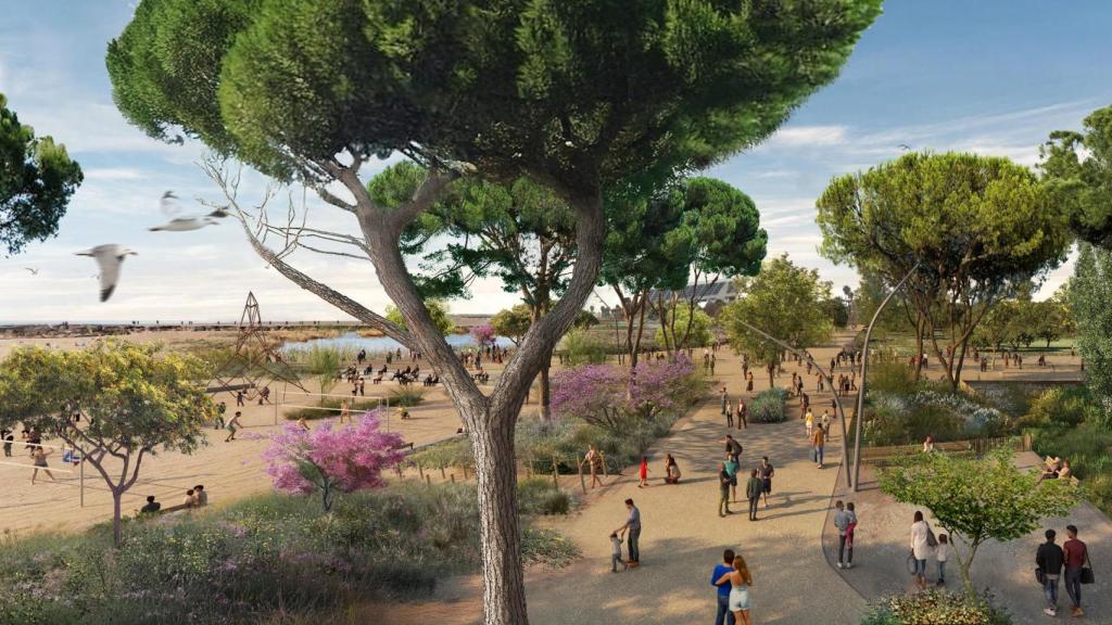 El futur parc urbà de 90.000 m2 que connectarà el nou barri aixecat a les Tres Xemeneies de Sant Adrià amb la desembocadura del riu Besòs i la platja