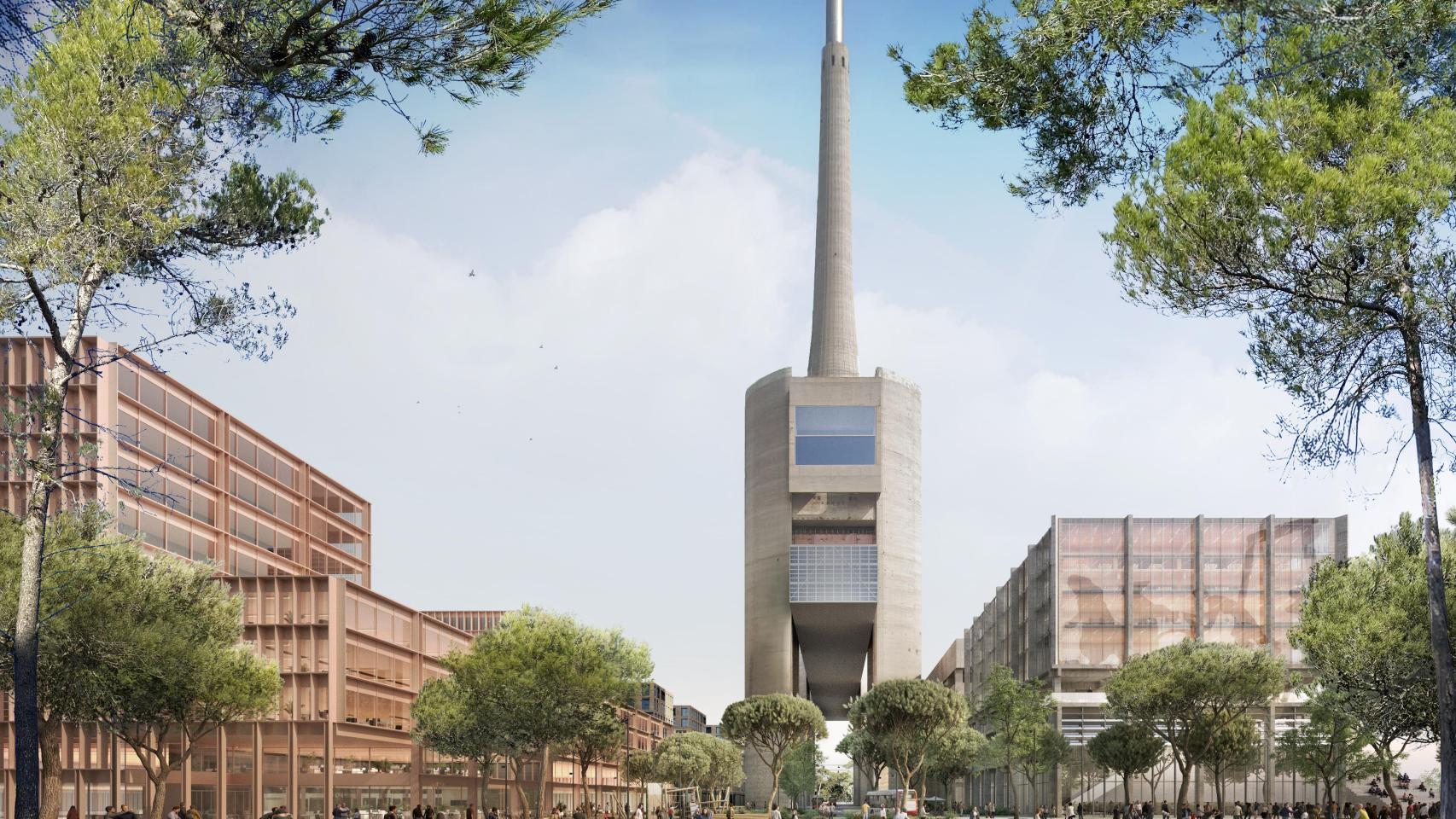 Imagen del futuro Catalunya Media City en las Tres Chimeneas de Sant Adrià de Besòs