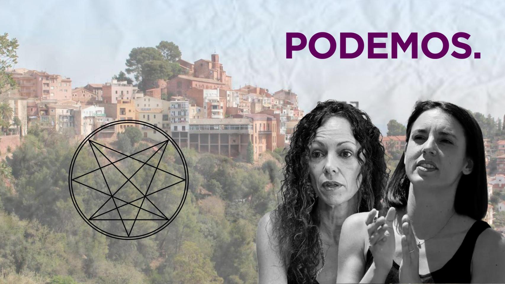 Fotomontaje de María Pozuelo e Irene Montero junto al logo de la O9A