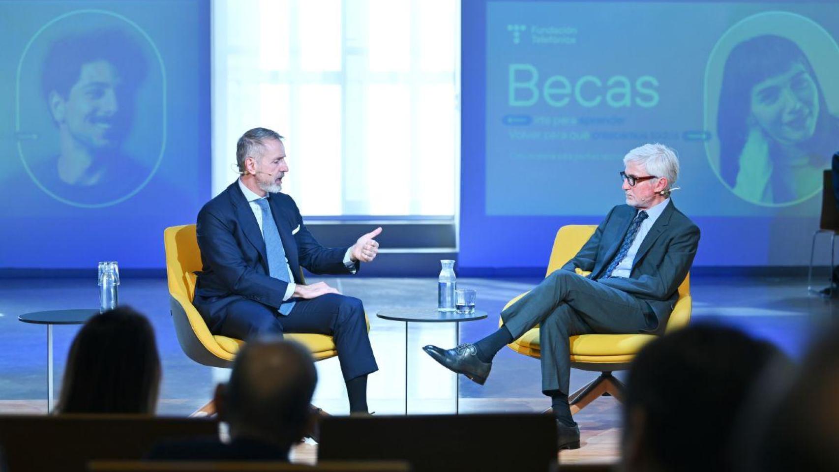 Marc Murtra y Enrique Goñi, durante la presentación de las becas / FUNDACIÓN TELEFÓNICA