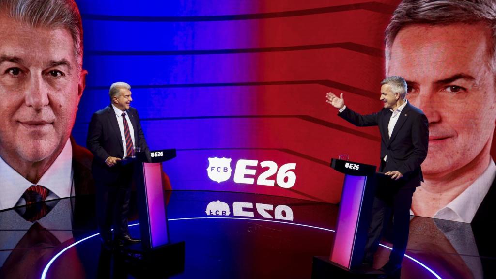 Joan Laporta i Víctor Font discuteixen en el debat electoral de TV3
