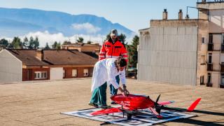 Uno de los drones que enviarán muestras biológicas y medicamentos de Lleida a Tremp en el primer corredor aéreo de transporte sanitario regular en España