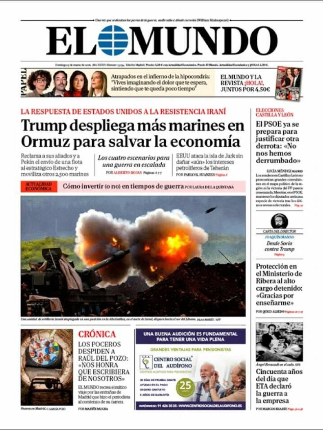La portada de 'El Mundo' el 15 de març