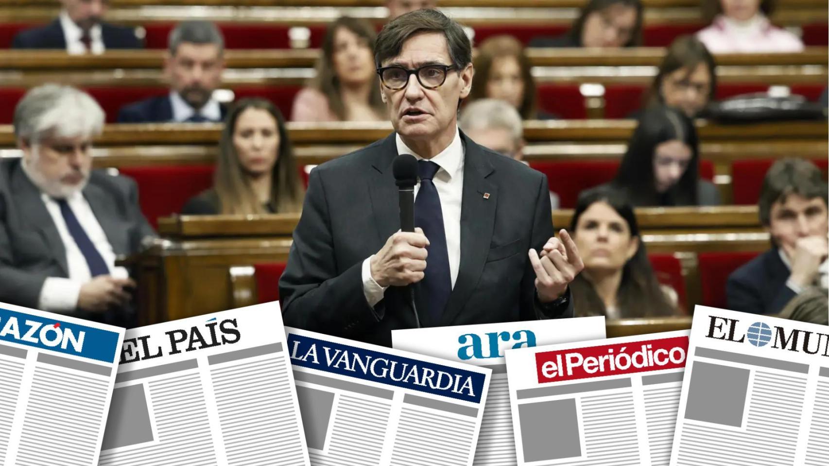 Montaje de primeras planas con Salvador Illa