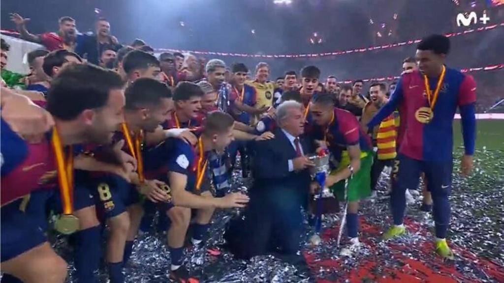 Laporta, eufórico, tras un título del Barça