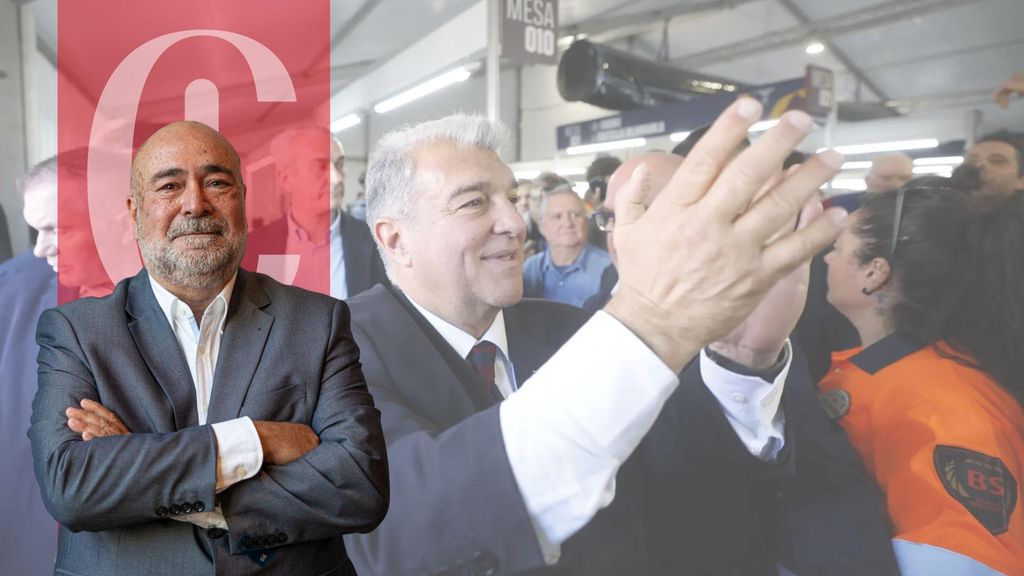 Xavier Salvador, con Joan Laporta de fondo